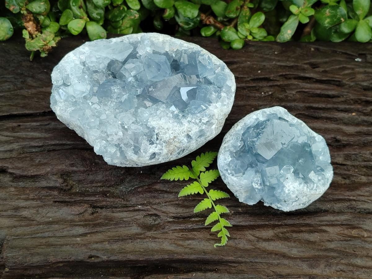 Natural Blue Celestite Specimens x 2 From Sakoany, Madagascar - Toprock Gemstones and Minerals 