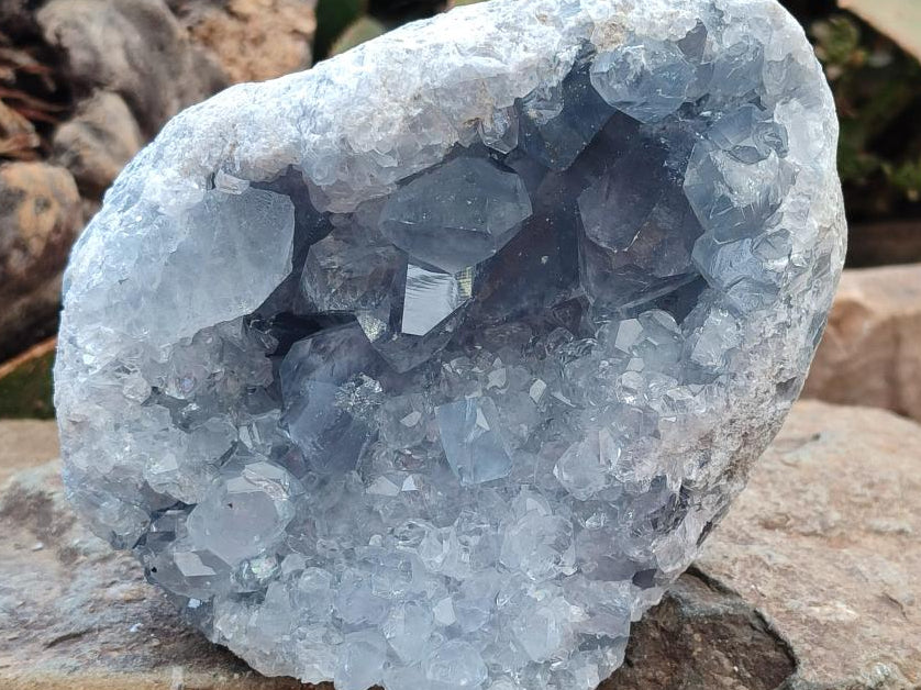 Natural Blue Celestite Specimens x 2 From Sakoany, Madagascar - Toprock Gemstones and Minerals 