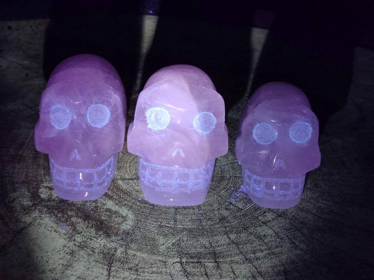 Hand Made Rose Quartz Skulls x 4 From Madagascar