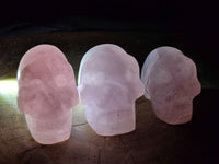 Hand Made Rose Quartz Skulls x 4 From Madagascar