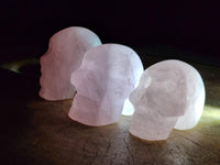 Hand Made Rose Quartz Skulls x 4 From Madagascar