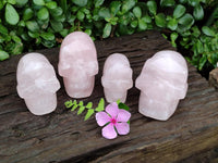 Hand Made Rose Quartz Skulls x 4 From Madagascar