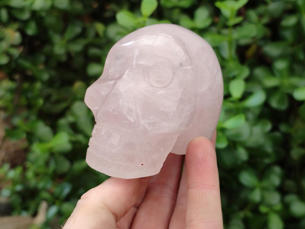 Hand Made Rose Quartz Skulls x 4 From Madagascar