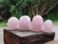 Hand Made Rose Quartz Skulls x 4 From Madagascar