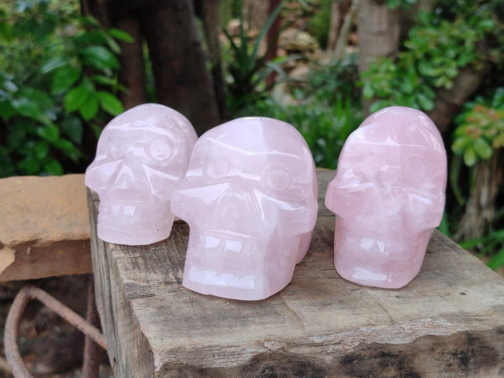 Hand Made Rose Quartz Skulls x 4 From Madagascar
