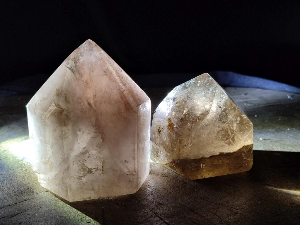 Polished Mixed Smokey Quartz Crystals x 2 From Madagascar