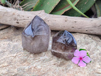 Polished Mixed Smokey Quartz Crystals x 2 From Madagascar