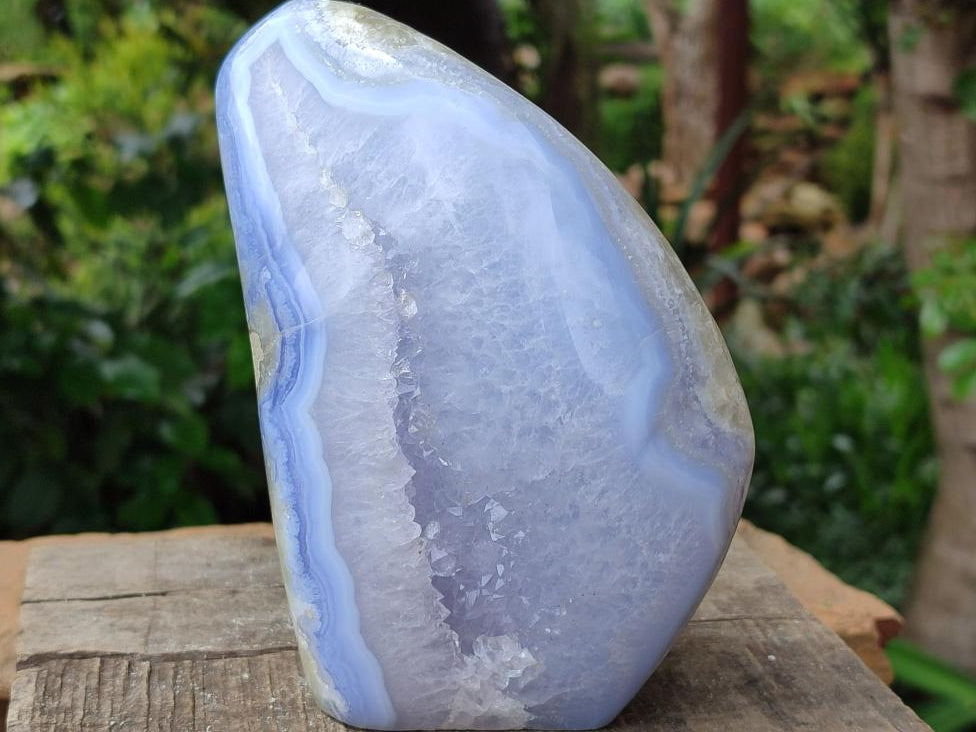 Polished Blue Lace Agate Standing Free Form x 1 From Nsanje, Malawi