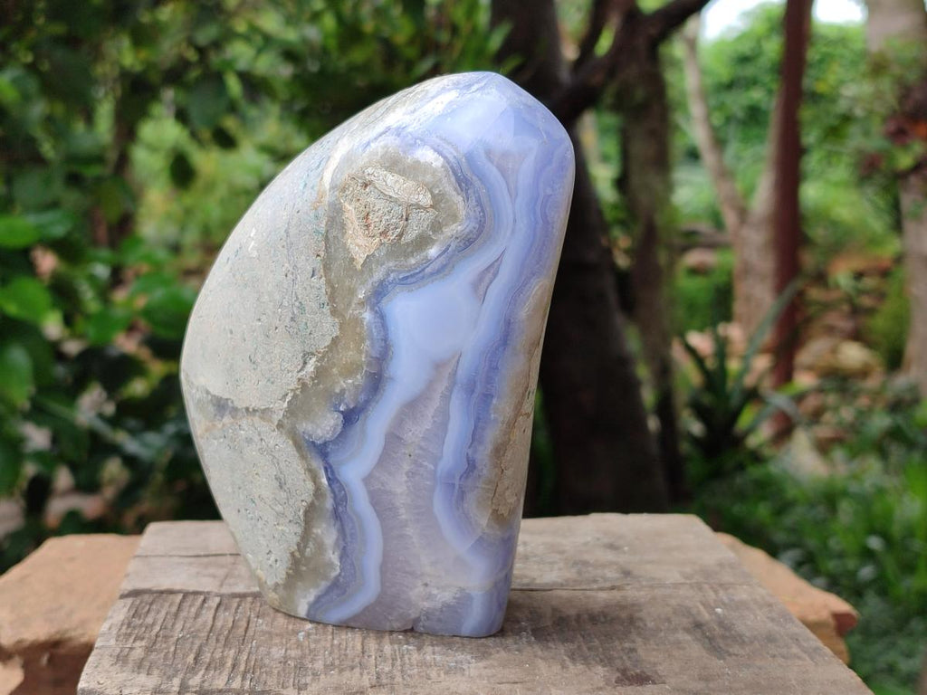 Polished Blue Lace Agate Standing Free Form x 1 From Nsanje, Malawi