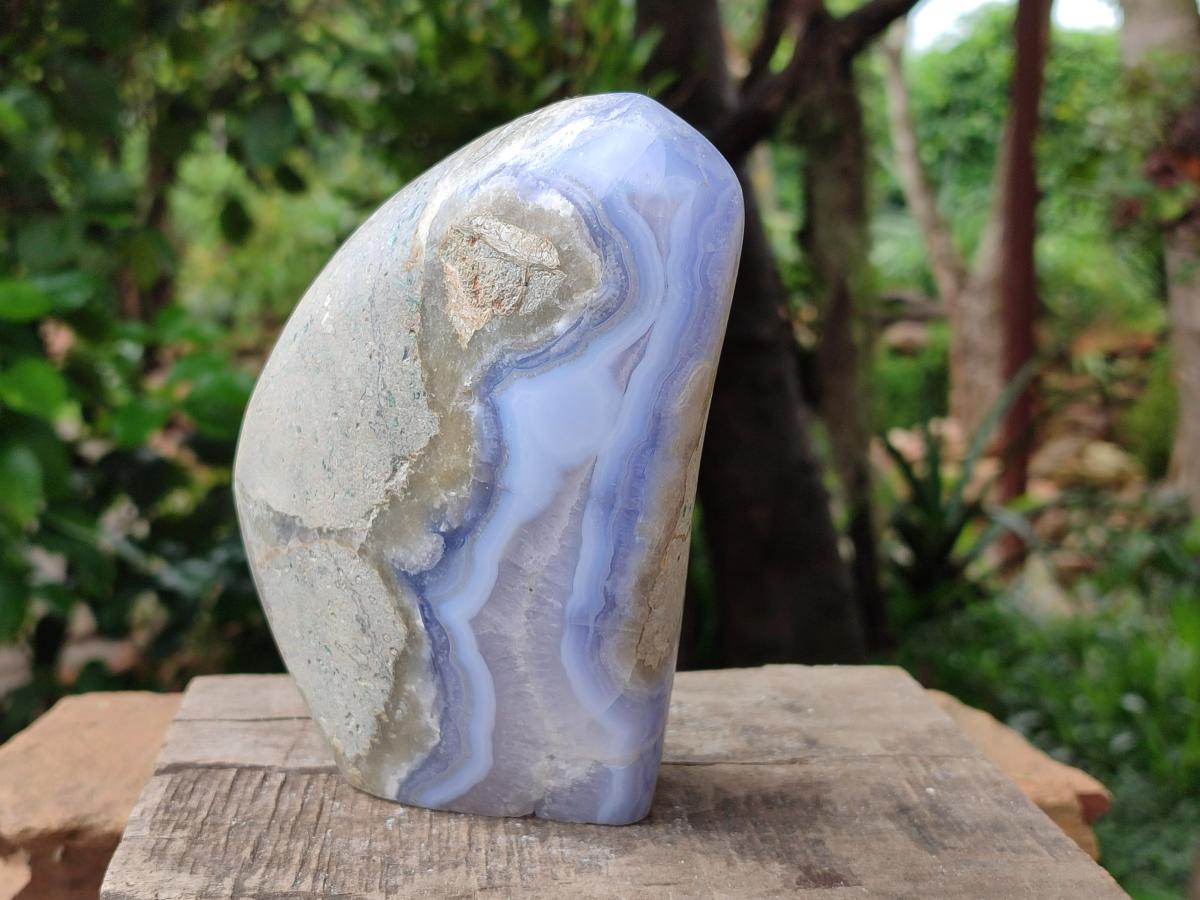 Polished Blue Lace Agate Standing Free Form x 1 From Nsanje, Malawi