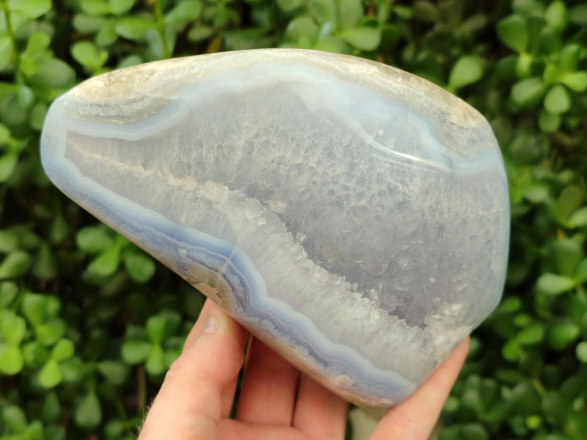 Polished Blue Lace Agate Standing Free Form x 1 From Nsanje, Malawi