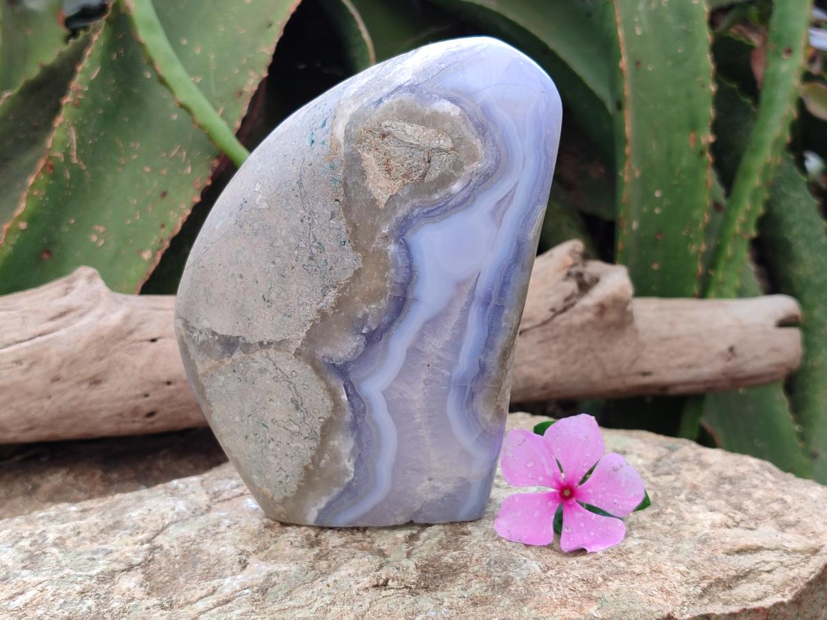 Polished Blue Lace Agate Standing Free Form x 1 From Nsanje, Malawi