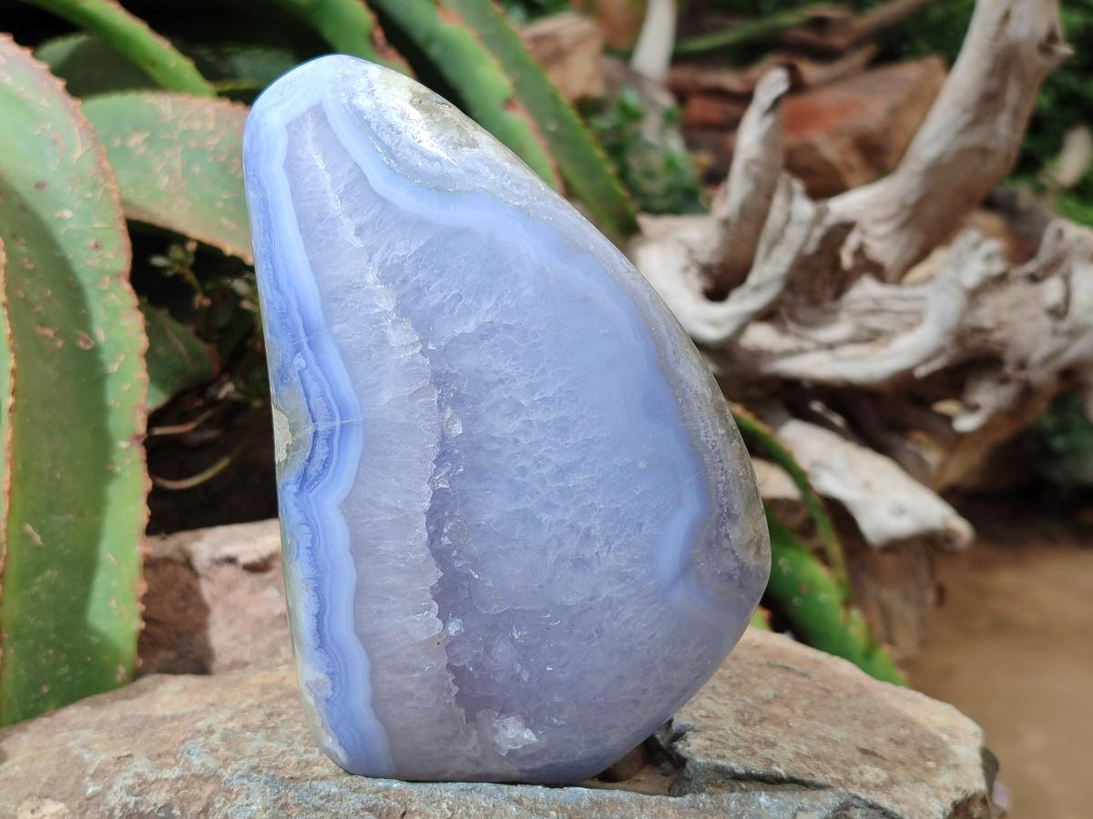 Polished Blue Lace Agate Standing Free Form x 1 From Nsanje, Malawi