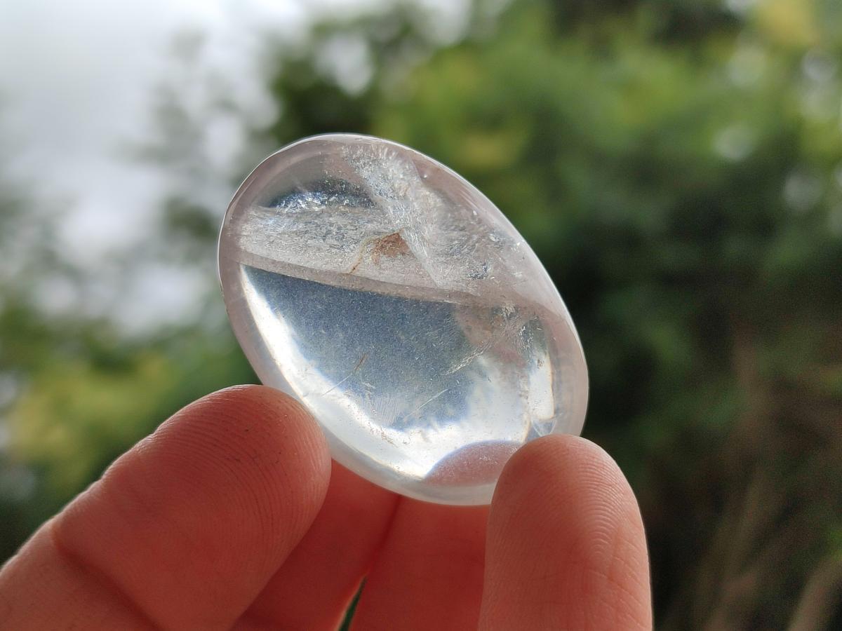 Polished Girasol Pearl Quartz Palm Stones x 35 From Ambatondrazaka, Madagascar