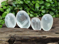 Polished Girasol Pearl Quartz Palm Stones x 35 From Ambatondrazaka, Madagascar
