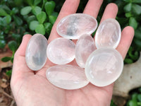 Polished Girasol Pearl Quartz Palm Stones x 35 From Ambatondrazaka, Madagascar