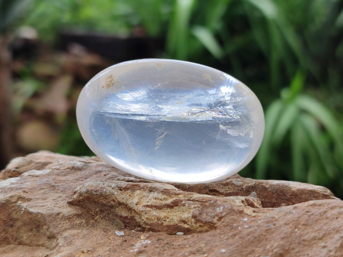 Polished Girasol Pearl Quartz Palm Stones x 35 From Ambatondrazaka, Madagascar