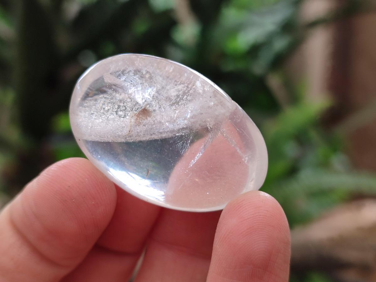 Polished Girasol Pearl Quartz Palm Stones x 35 From Ambatondrazaka, Madagascar