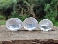 Polished Girasol Pearl Quartz Palm Stones x 35 From Ambatondrazaka, Madagascar