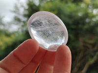 Polished Girasol Pearl Quartz Palm Stones x 35 From Ambatondrazaka, Madagascar