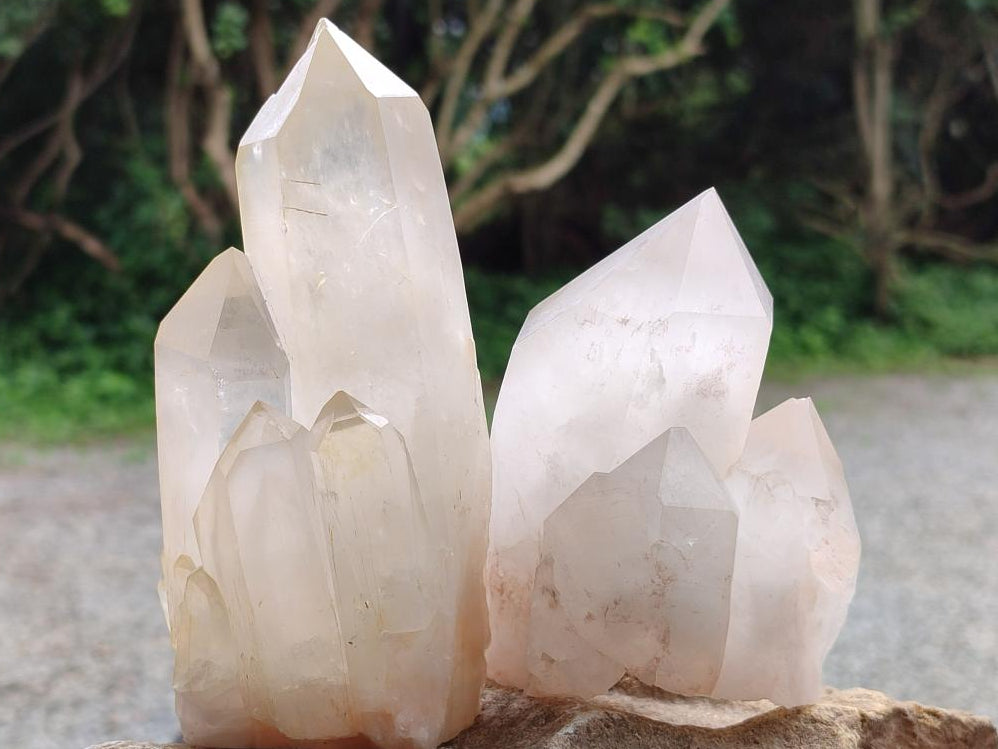 Natural Large Clear Quartz Clusters x 4 From Madagascar