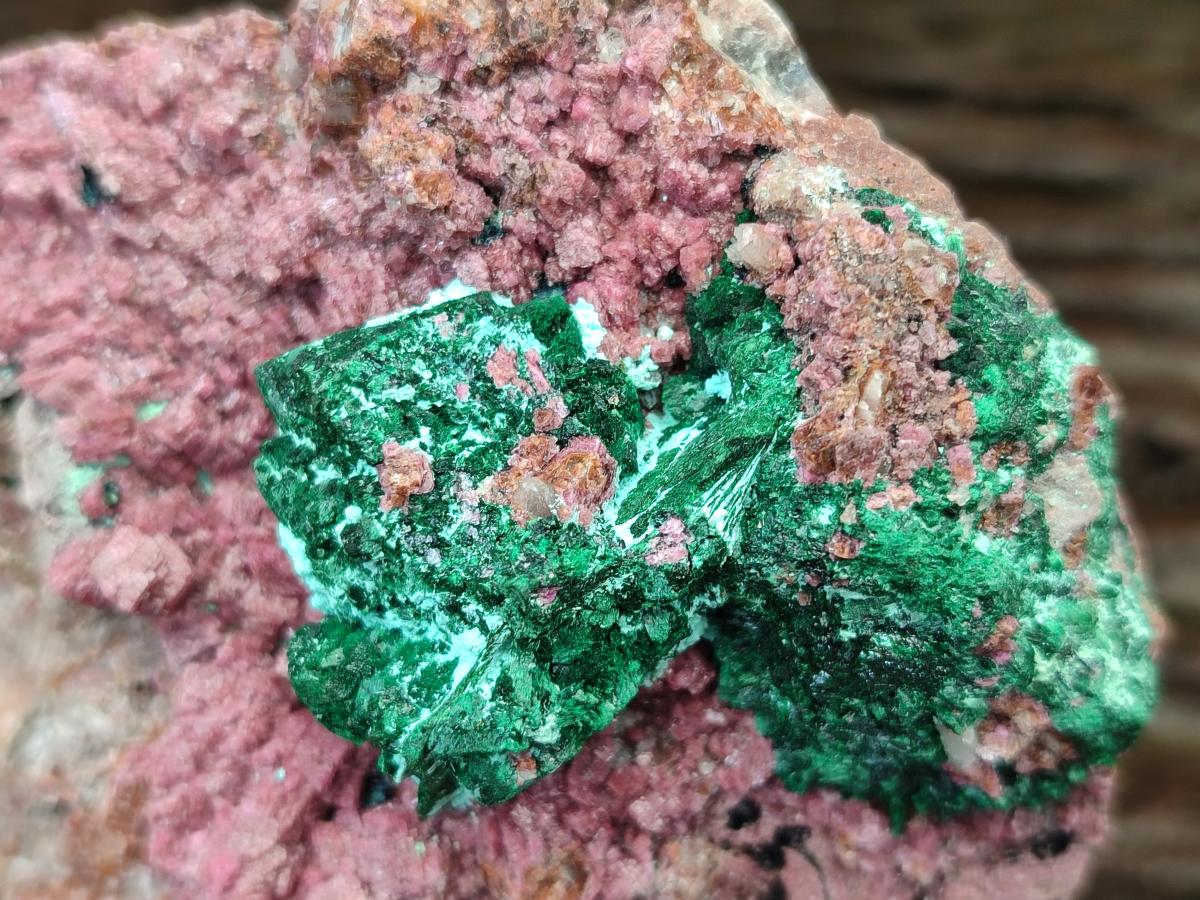 Natural Salrose Cobaltion Dolomite with Malachite and Kaolinite Specimens x 2 From Kakanda, Congo