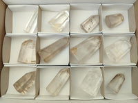 Polished Mix of Smokey and Clear Quartz Crystals x 12 From Madagascar