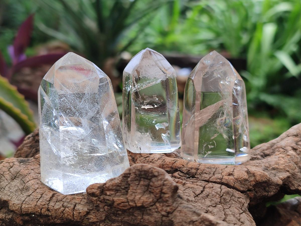 Polished Mix of Smokey and Clear Quartz Crystals x 12 From Madagascar