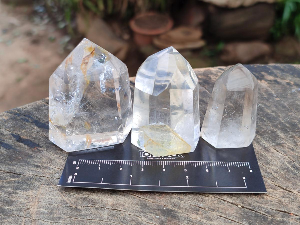 Polished Mix of Smokey and Clear Quartz Crystals x 12 From Madagascar