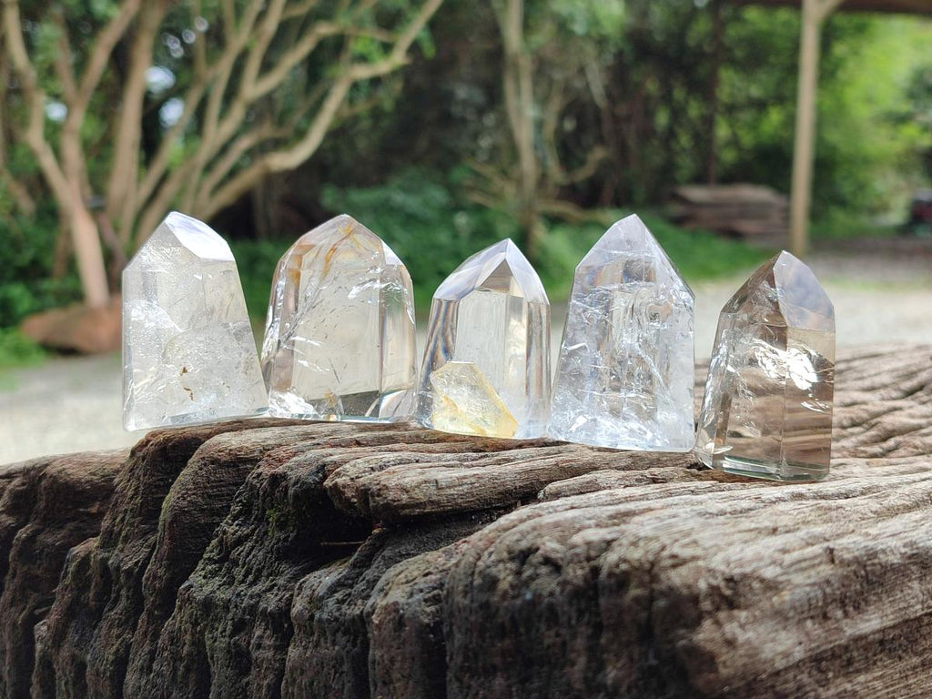 Polished Mix of Smokey and Clear Quartz Crystals x 12 From Madagascar