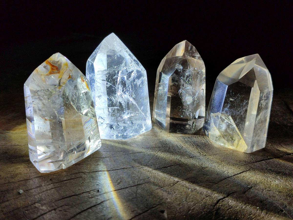Polished Mix of Smokey and Clear Quartz Crystals x 12 From Madagascar