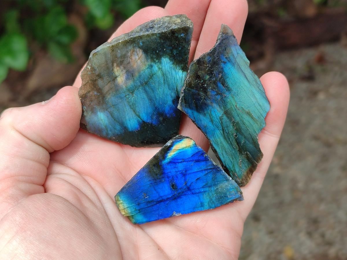 Polished On One Side Labradorite x 36 From Tulear, Madagascar