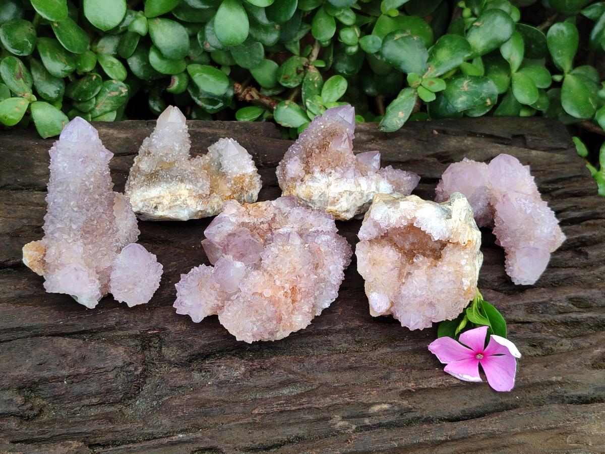 Natural Lilac Fairy Spirit Quartz Clusters x 6 From Boekenhouthoek, South Africa