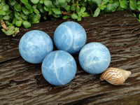 Polished Blue Calcite Spheres x 4 From Madagascar