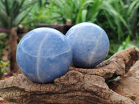 Polished Blue Calcite Spheres x 4 From Madagascar
