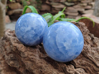 Polished Blue Calcite Spheres x 4 From Madagascar
