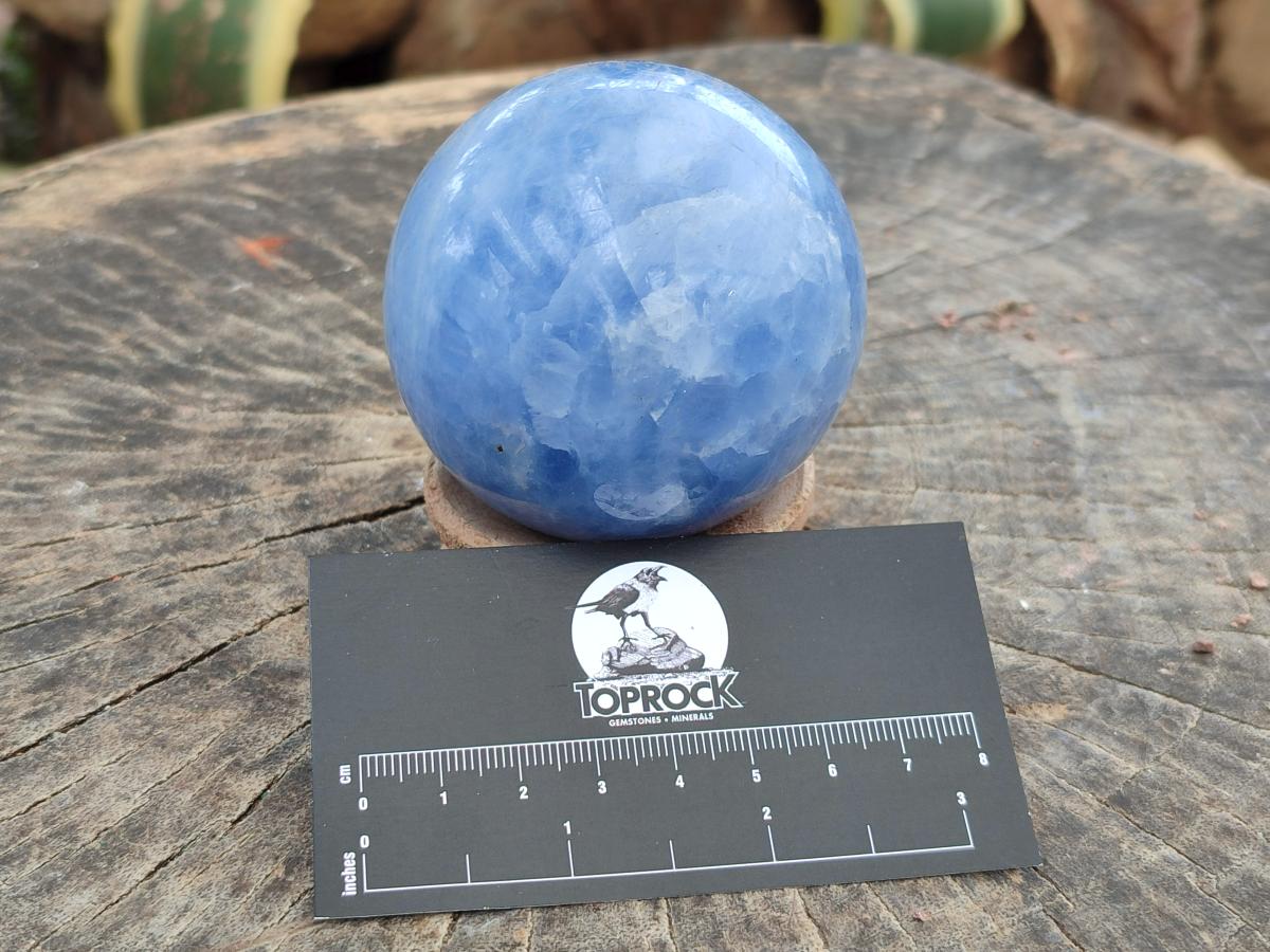 Polished Blue Calcite Spheres x 4 From Madagascar