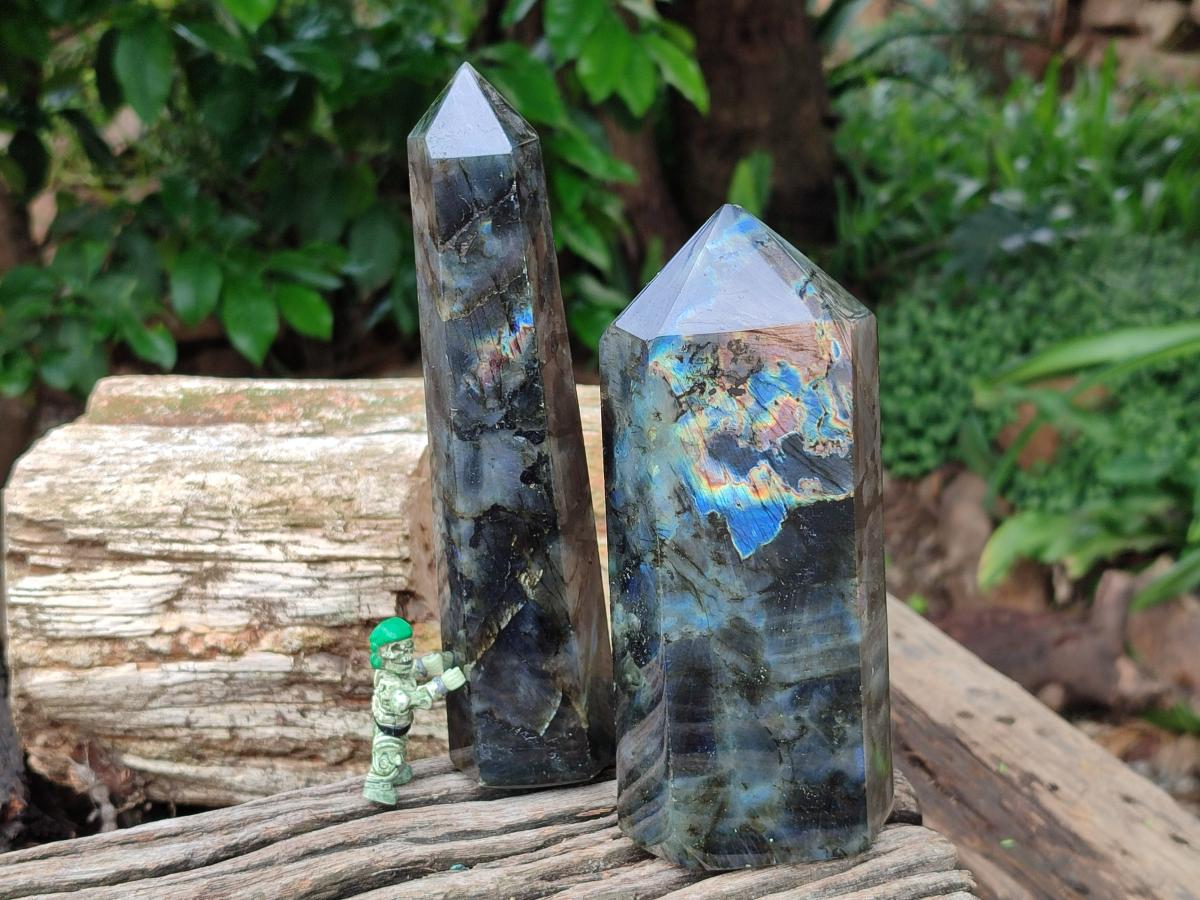 Polished Labradorite Crystals x 2 From Tulear, Madagascar