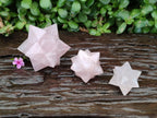 Hand Made Gemmy Rose Quartz Merkabah x 3 From Madagascar