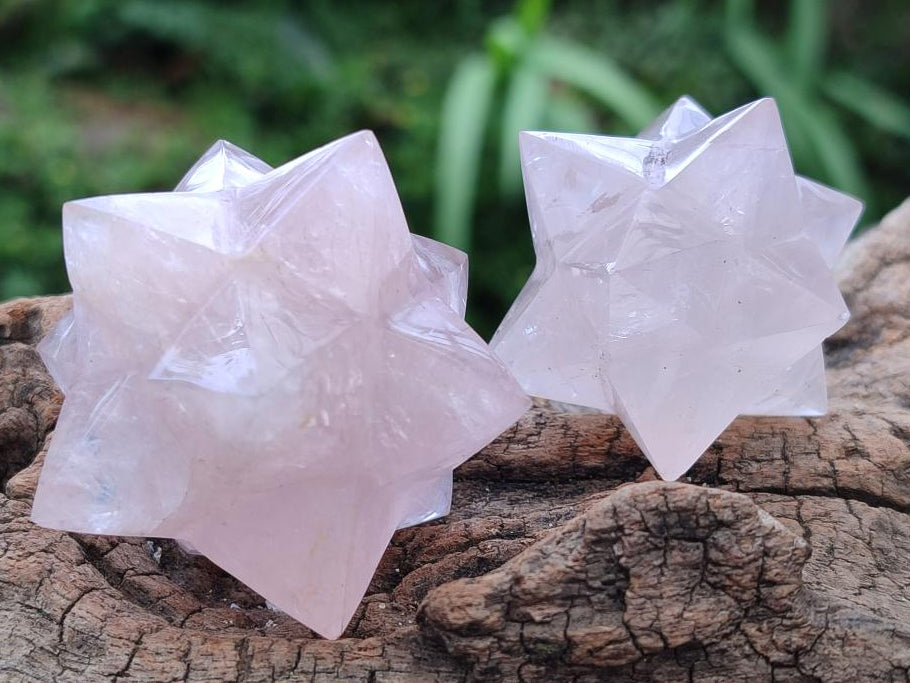 Hand Made Gemmy Rose Quartz Merkabah x 3 From Madagascar