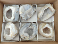 Polished Agates with Crystalline Geodes x 6 From Maintirano, Madagascar