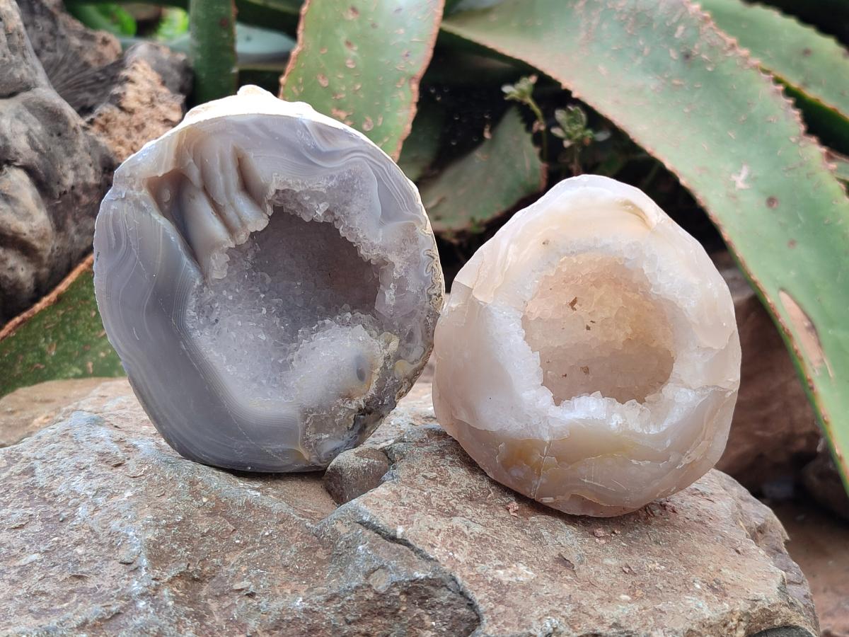 Polished Agates with Crystalline Geodes x 6 From Maintirano, Madagascar