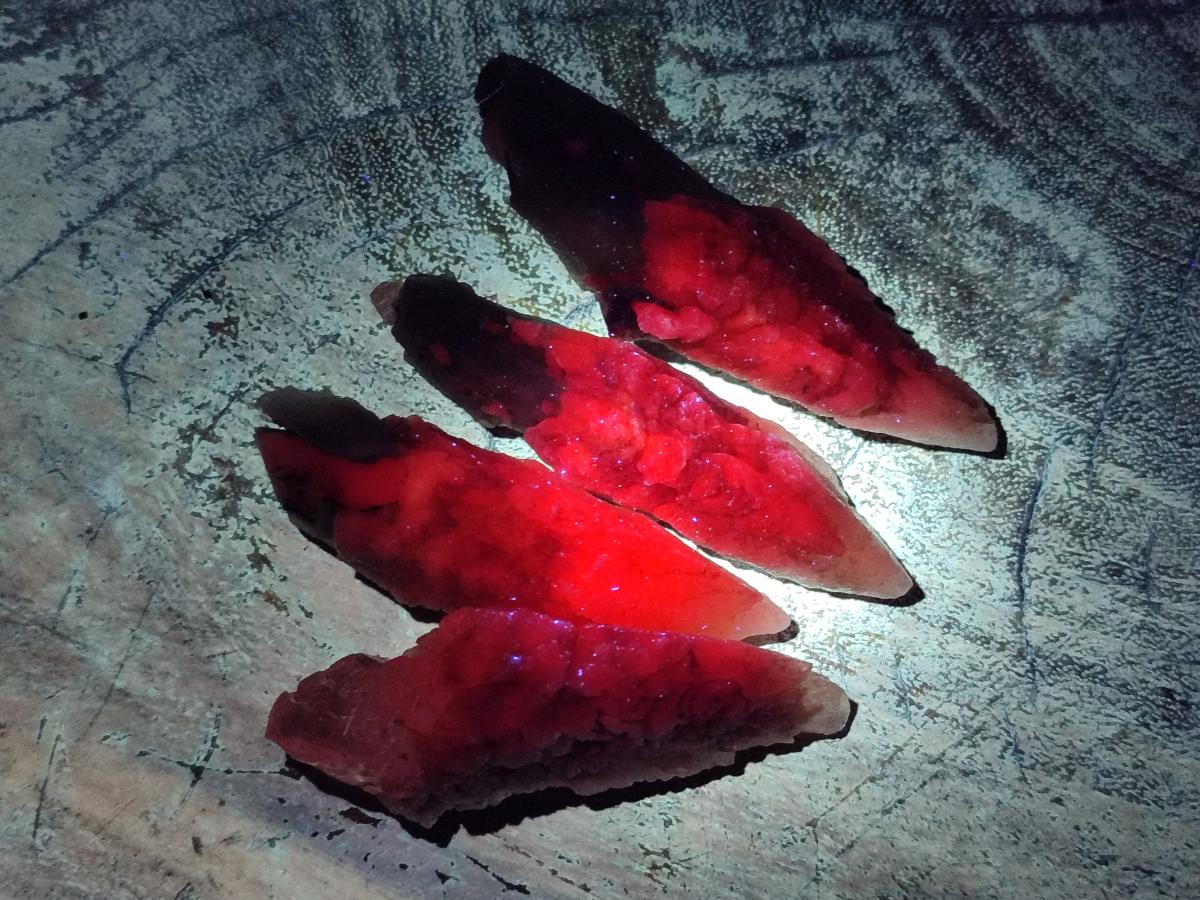 Natural Drusy Quartz Coated Spearhead Calcite Specimens x 20 From Albert's Mountain, Lesotho