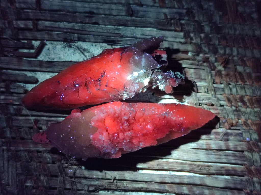 Natural Drusy Quartz Coated Spearhead Calcite Specimens x 20 From Albert's Mountain, Lesotho