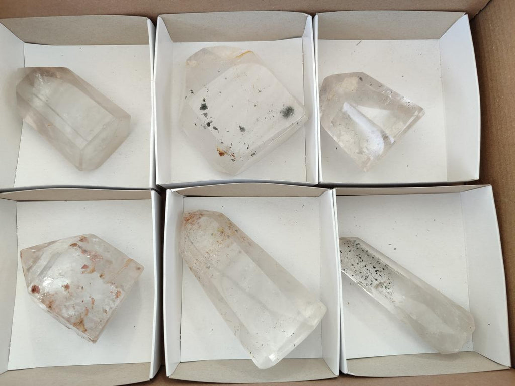 Polished Clear Quartz Crystals x 6 From Akansobe Madagascar