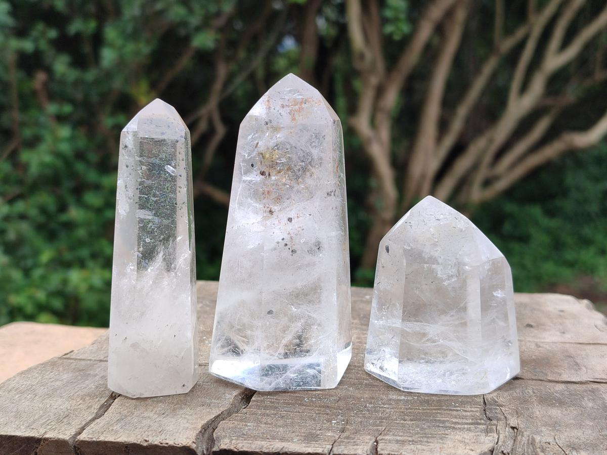 Polished Clear Quartz Crystals x 6 From Akansobe Madagascar