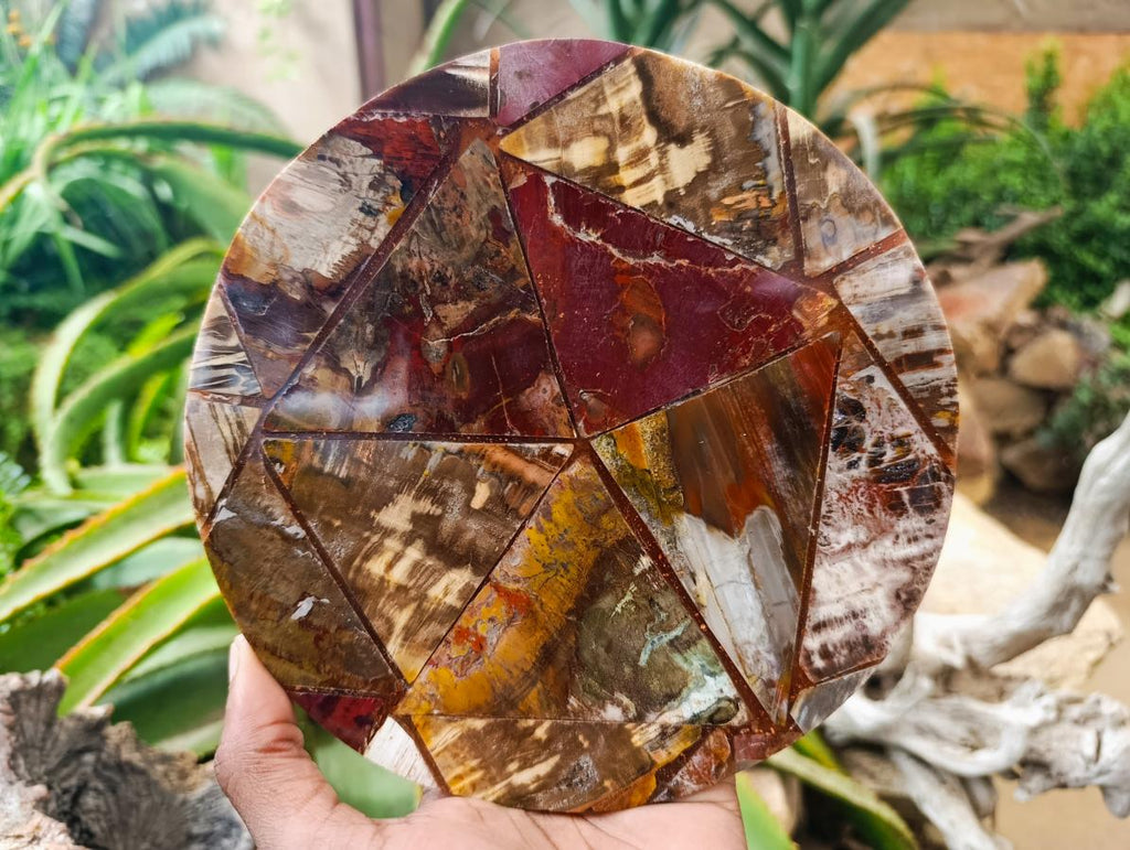 Hand Made Red Podocarpus Petrified Wood Conglomerate Plaques x 3 From Mahajanga, Madagascar - Toprock Gemstones and Minerals 