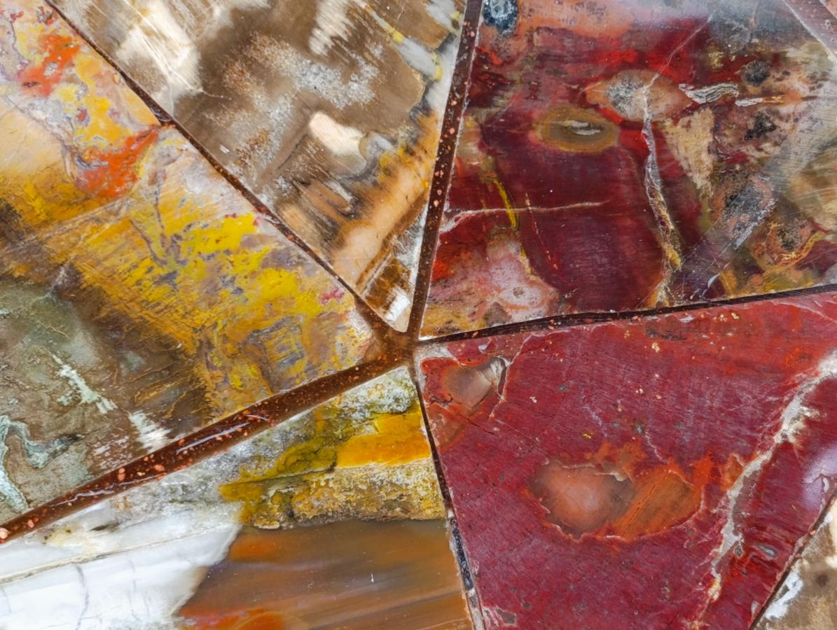 Hand Made Red Podocarpus Petrified Wood Conglomerate Plaques x 3 From Mahajanga, Madagascar