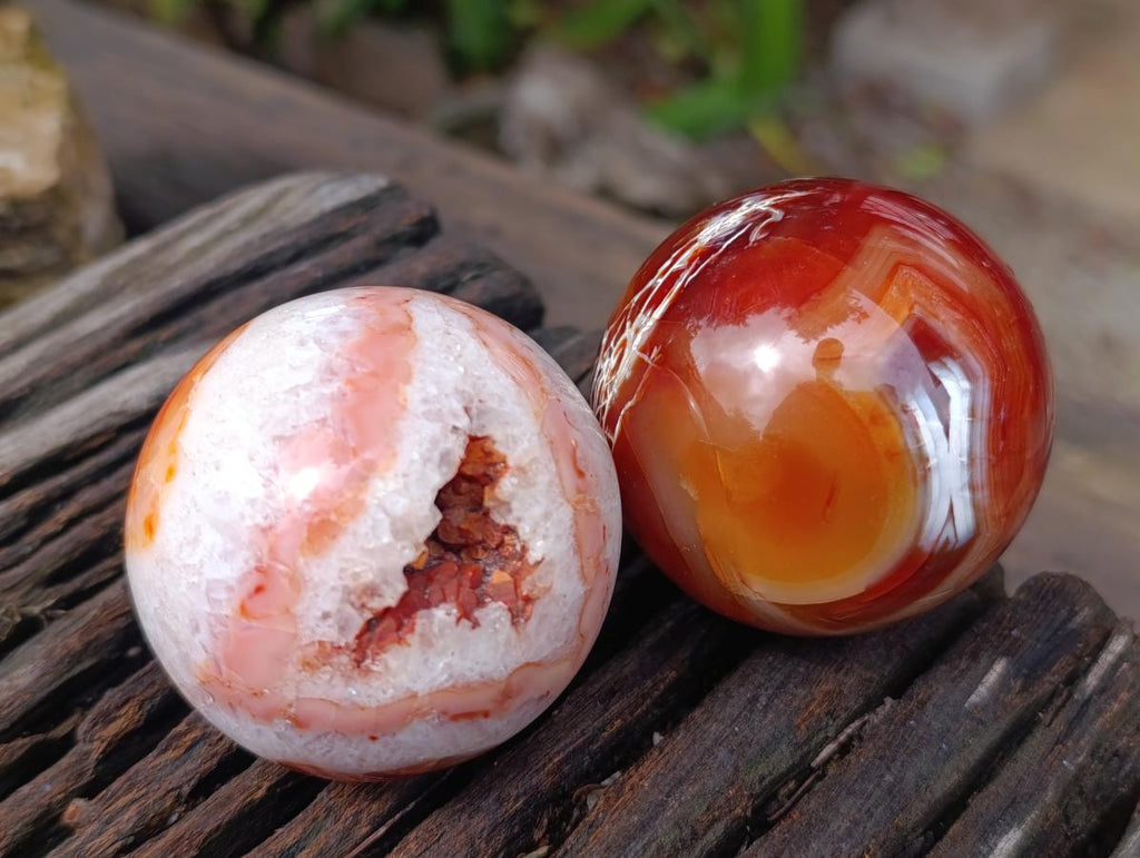 Polished Carnelian Agate Gemstone Spheres x 6 From Madagascar