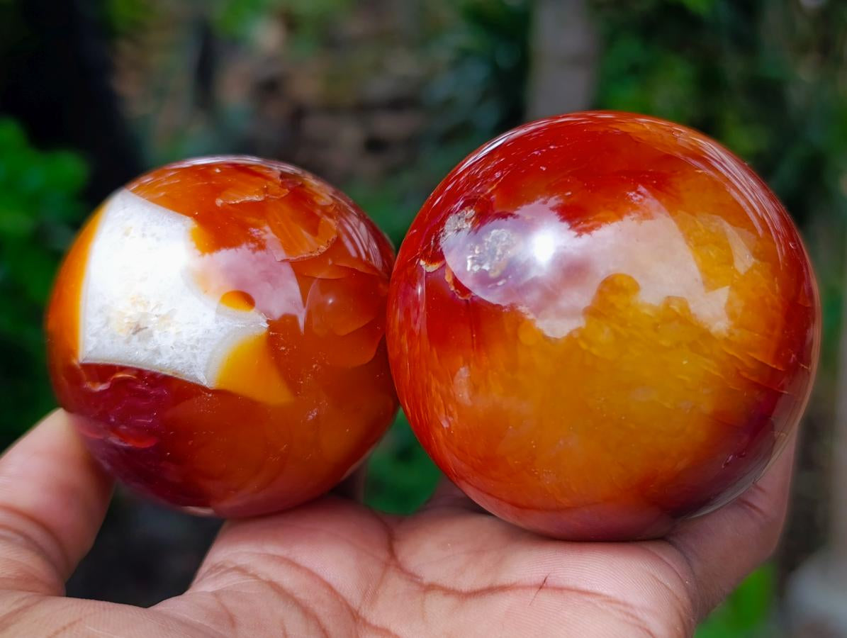 Polished Carnelian Agate Gemstone Spheres x 6 From Madagascar